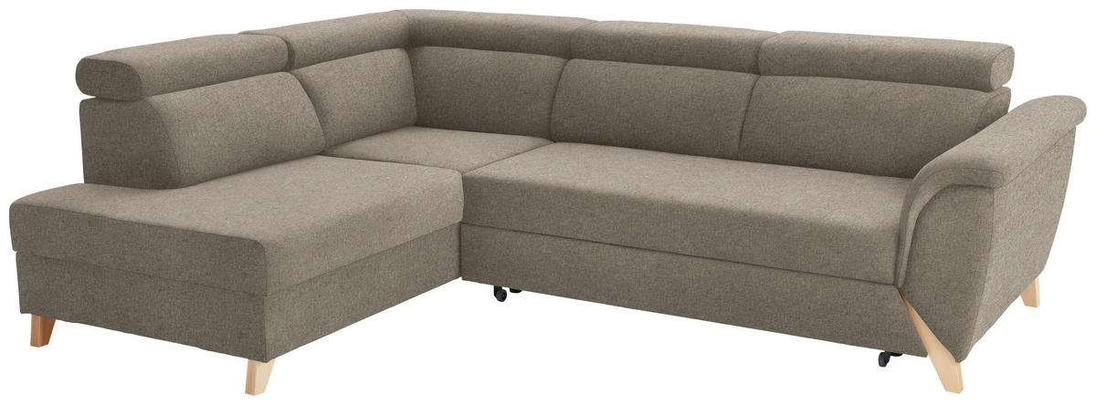 ECKSOFA in Struktur Greige  200/265 cm  - Greige/Naturfarben, KONVENTIONELL, Holz/Textil (200/265cm) - Stylife