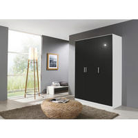 DREHTÜRENSCHRANK 136/197/54 cm,  in Weiß, Grau, 3 Tür(en)  - Chromfarben/Weiß, MODERN, Holzwerkstoff/Kunststoff (136/197/54cm) - Rauch Möbel