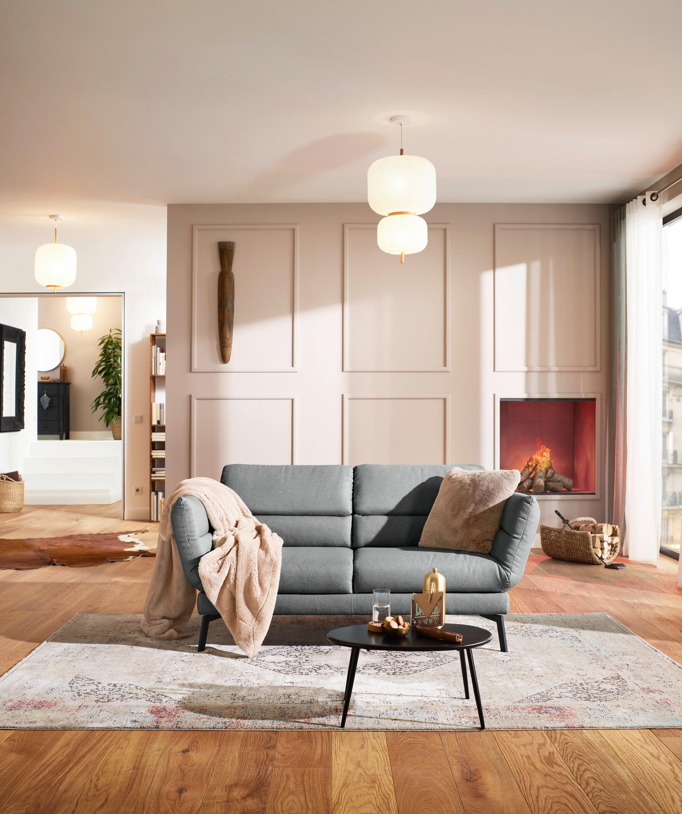 2-SITZER-SOFA Flachgewebe Grau  - Schwarz/Grau, Design, Textil/Metall (178-226/83-113/96-177cm) - Dieter Knoll