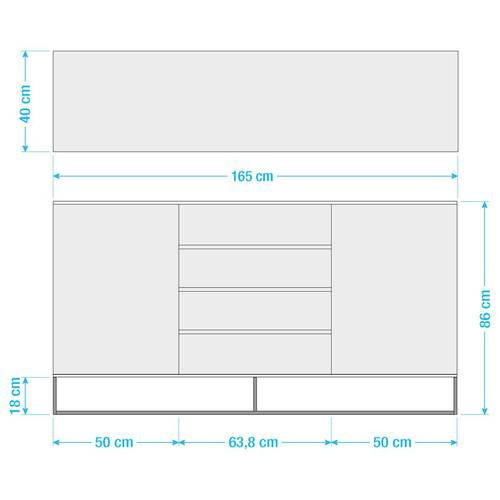 SIDEBOARD  in 165/86/40 cm  - Eichefarben/Schwarz, KONVENTIONELL, Holz/Holzwerkstoff (165/86/40cm) - home24