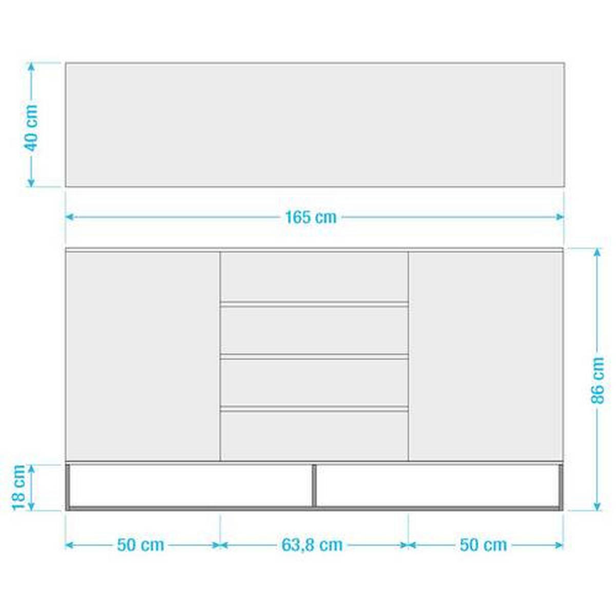 SIDEBOARD 165/86/40 cm  - svart/ekfärgad, Klassisk, metall/trämaterial (165/86/40cm) - home24