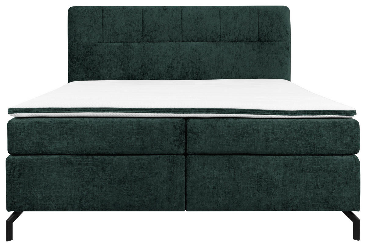 BOXSPRINGBETT 180/200 cm  in Dunkelgrün  - Dunkelgrün/Schwarz, Design, Textil/Metall (180/200cm) - Esposa