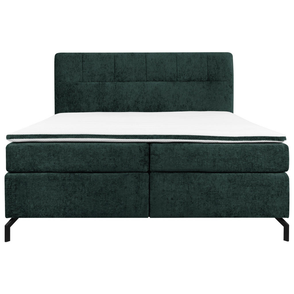 Thumbnail - Esposa Boxspringbett, Dunkelgrün, Textil, H2 + H3, Höhe ca. 17 cm, 180x200 cm, Stoffauswahl, Topper durchgehend, Matratz...