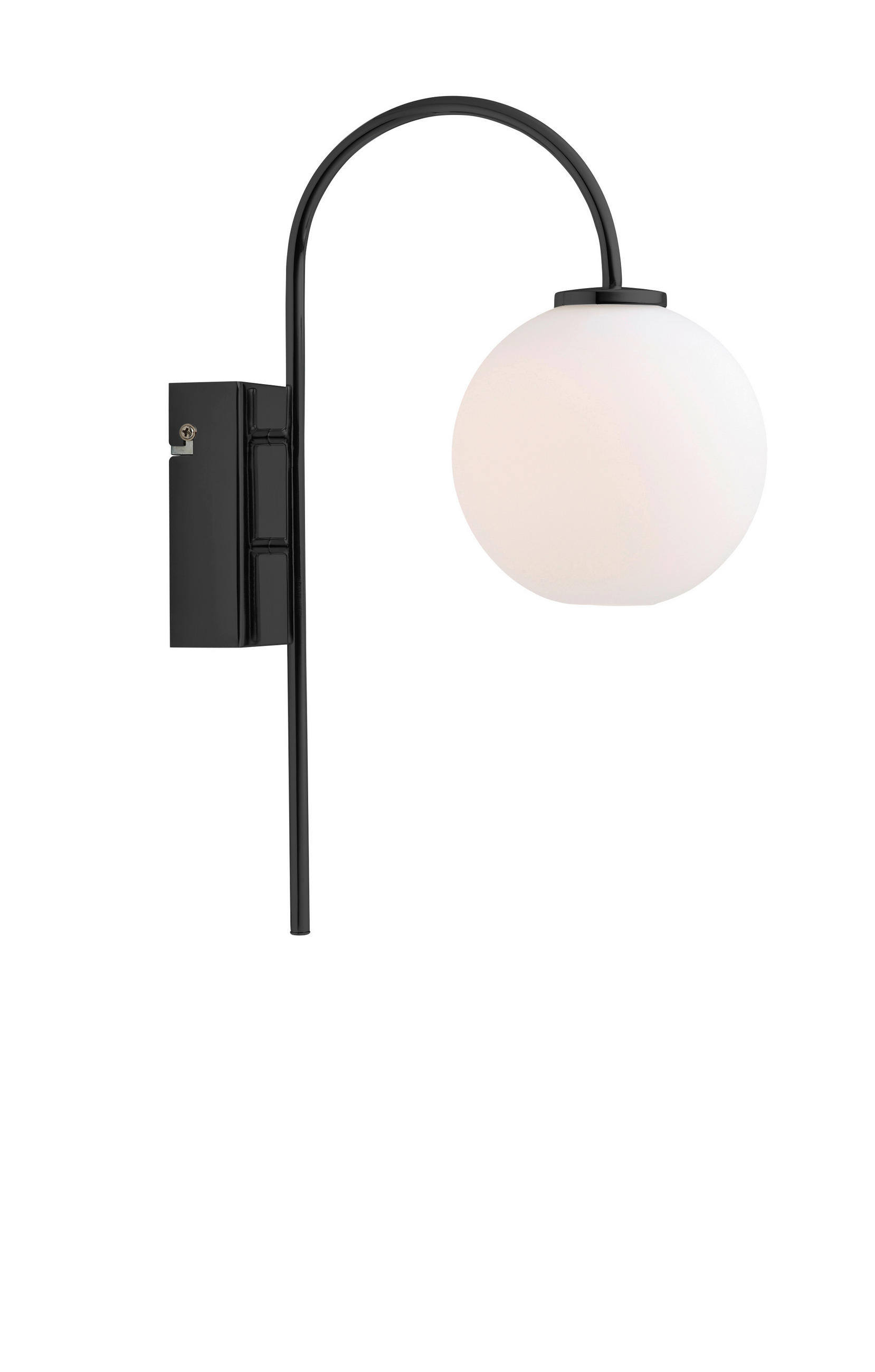 WANDLEUCHTE Ballon 26/14/38 cm   - Opal/Schwarz, KONVENTIONELL, Glas/Metall (26/14/38cm) - Belid