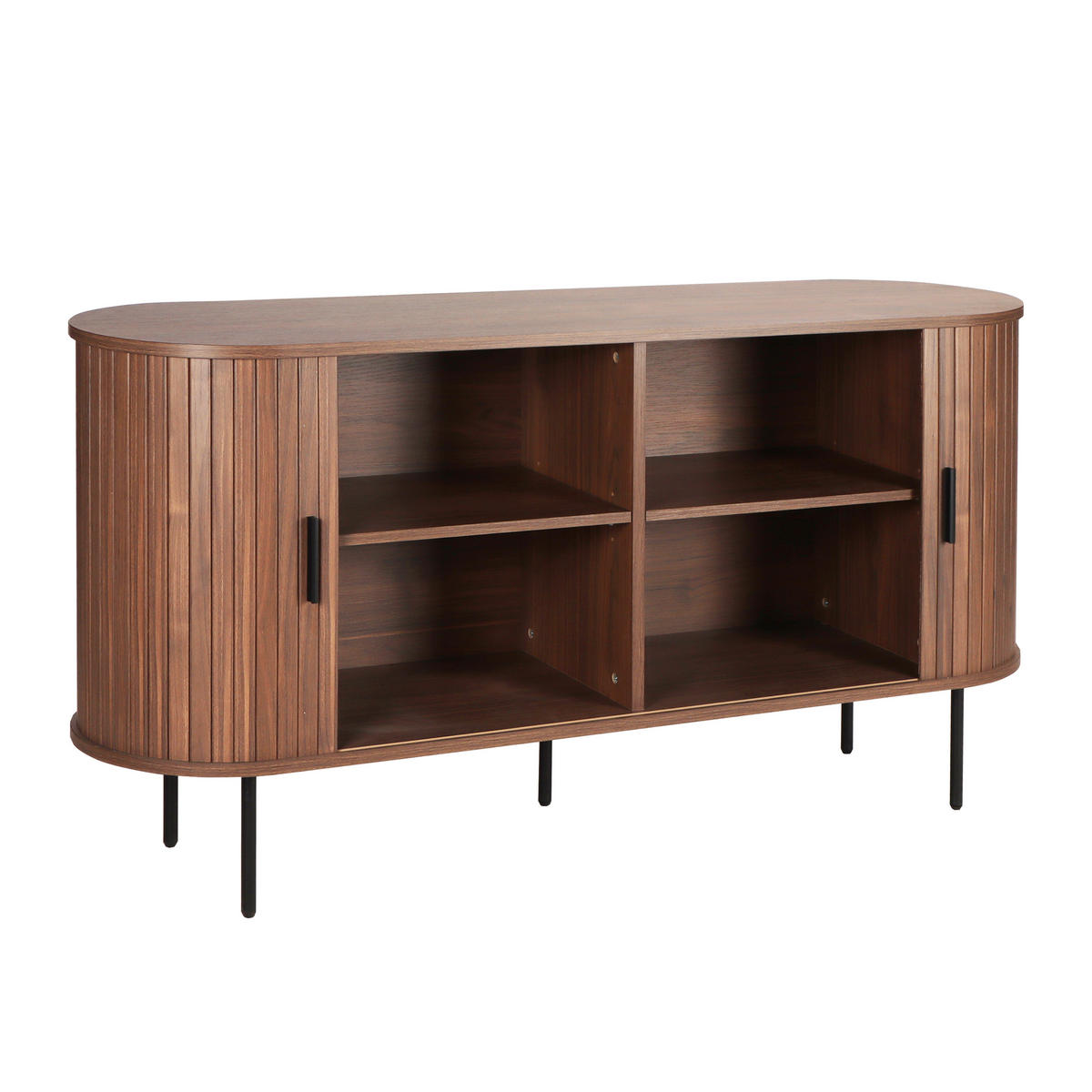 SIDEBOARD  in 140/76/40 cm  - Walnussfarben/Schwarz, Design, Holzwerkstoff/Metall (140/76/40cm) - Livetastic