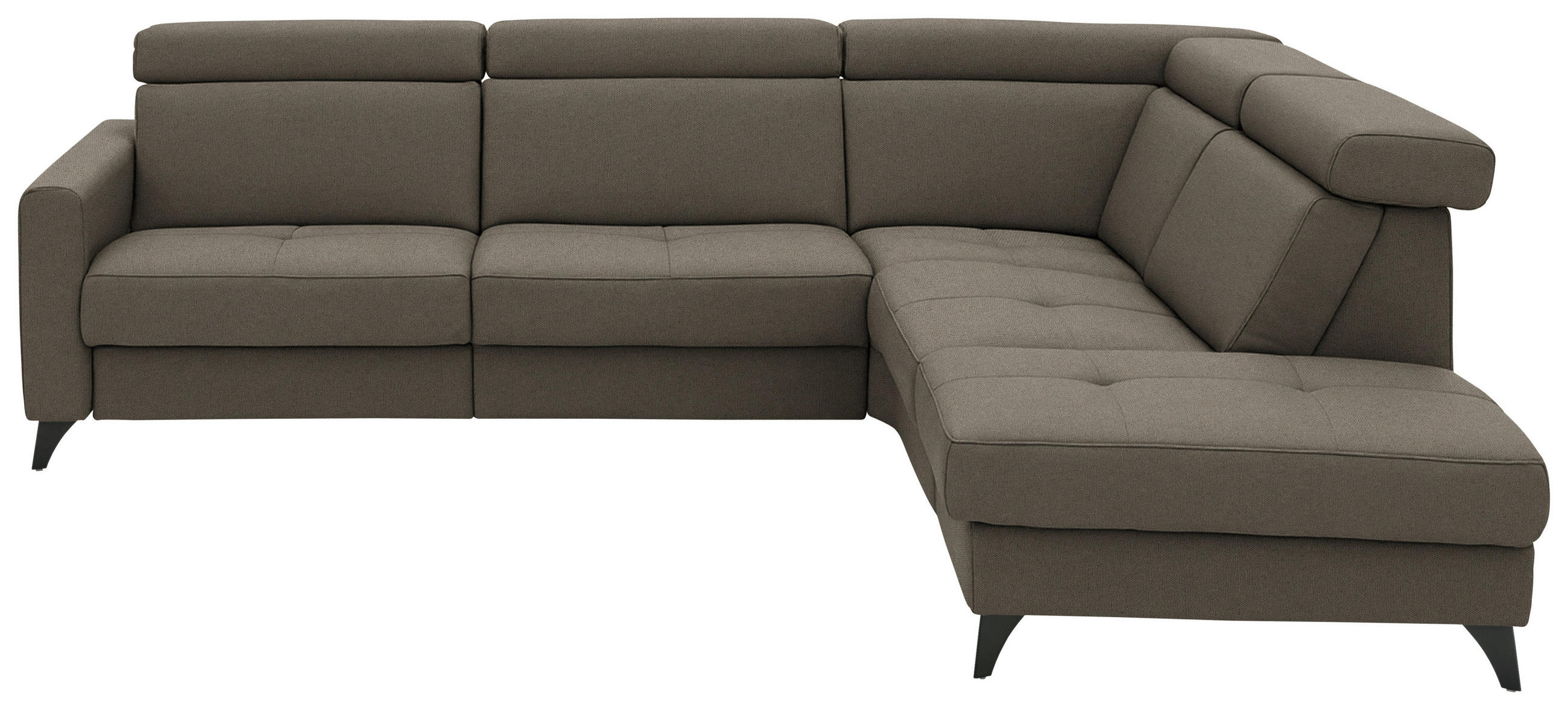 ECKSOFA Beldomo System in Flachgewebe Dunkelbraun  276/214 cm  - Dunkelbraun/Schwarz, KONVENTIONELL, Textil/Metall (276/214cm) - Beldomo System
