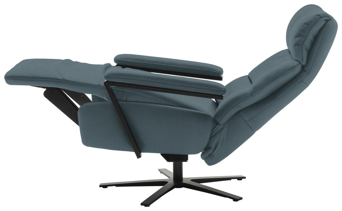 FERNSEHSESSEL  mit Relaxfunktion Echtleder Blaugrau  - Blaugrau/Schwarz, Design, Leder/Metall (74/111/85cm) - Schöner Wohnen
