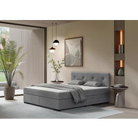 BOXSPRINGBETT 180/200 cm  in Hellgrau  - Hellgrau/Schwarz, MODERN, Karton/Holz (180/200cm) - MID.YOU