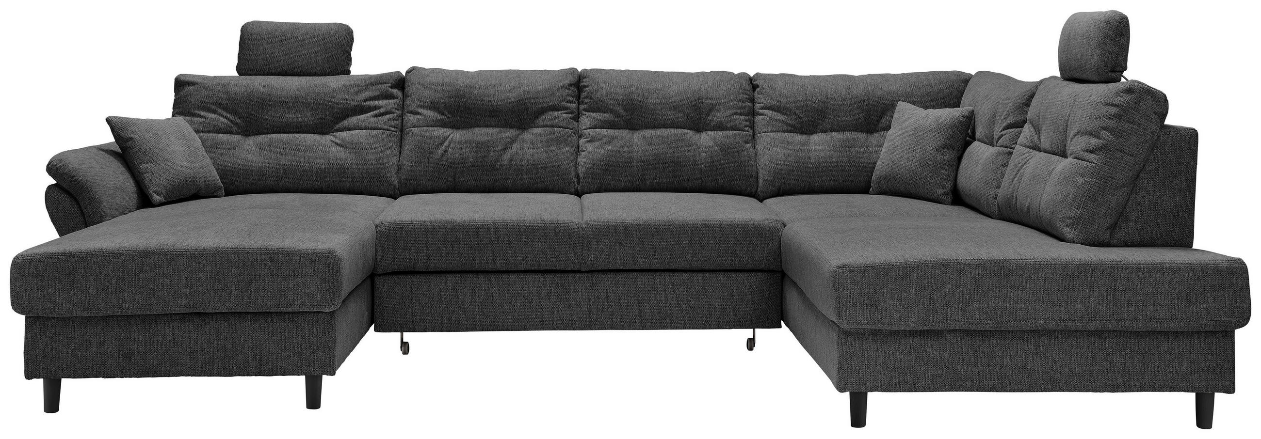 WOHNLANDSCHAFT in Chenille Anthrazit  - Anthrazit/Schwarz, Modern, Holz/Textil (176/338/206cm) - Livetastic