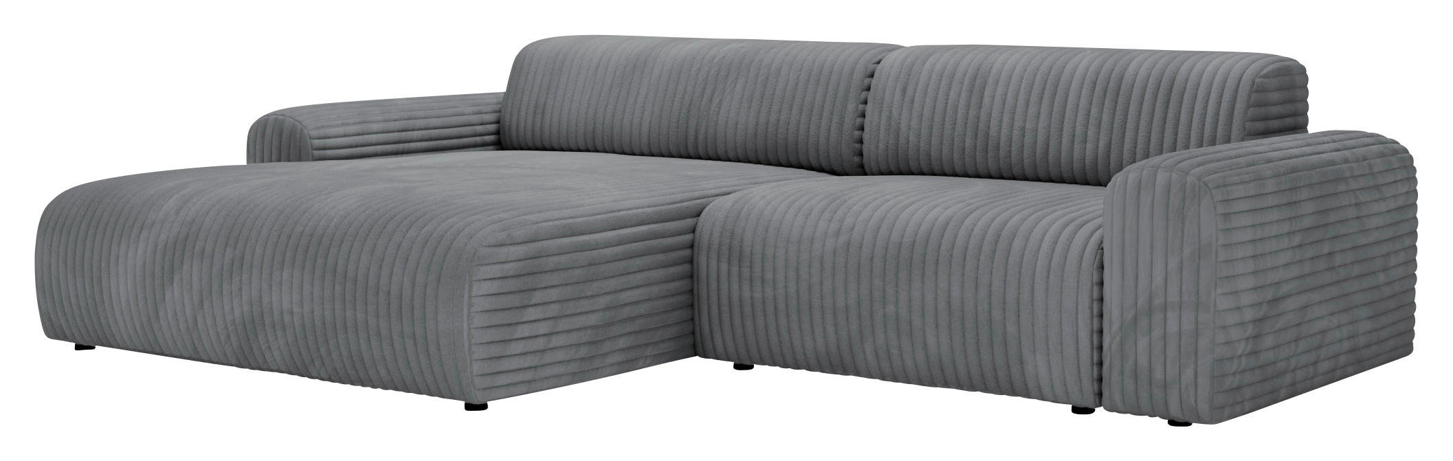 ECKSOFA in Cord Dunkelgrau  - Dunkelgrau/Schwarz, Design, Kunststoff/Textil (178/292cm) - Livetastic