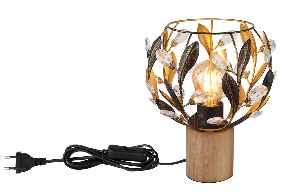 TISCHLEUCHTE - Klar/Goldfarben, Basics, Holz/Kunststoff (20/25cm) - Globo