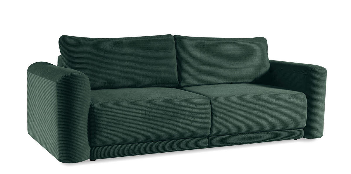 SCHLAFSOFA NORMAN in gerippt Grün  - Schwarz/Grün, Design, Kunststoff/Textil (252/93/167cm) - Livetastic