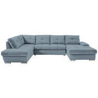 WOHNLANDSCHAFT Blau Webstoff  - Chromfarben/Blau, KONVENTIONELL, Kunststoff/Textil (216/341/184cm) - Hom`in