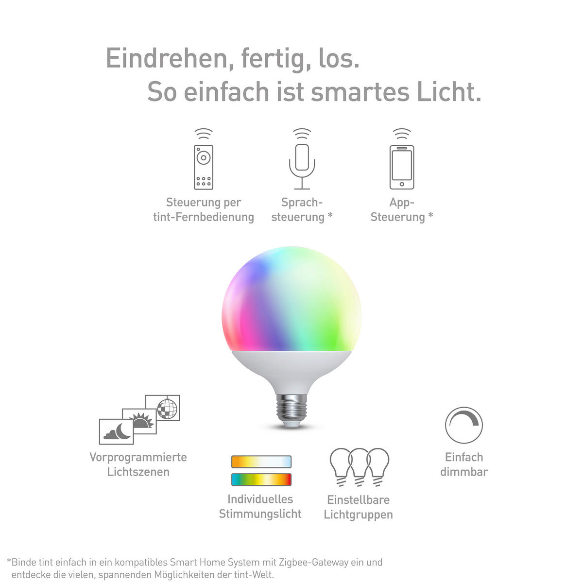LED-LEUCHTMITTEL   E27  - Multicolor/Weiß, Basics, Glas (12/15,8/12cm) - Tint
