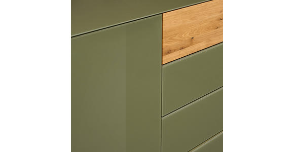 SIDEBOARD Eichefarben, Olivgrün  189/90/42 cm  - Eichefarben/Olivgrün, Design, Glas/Holz (189/90/42cm) - Novel