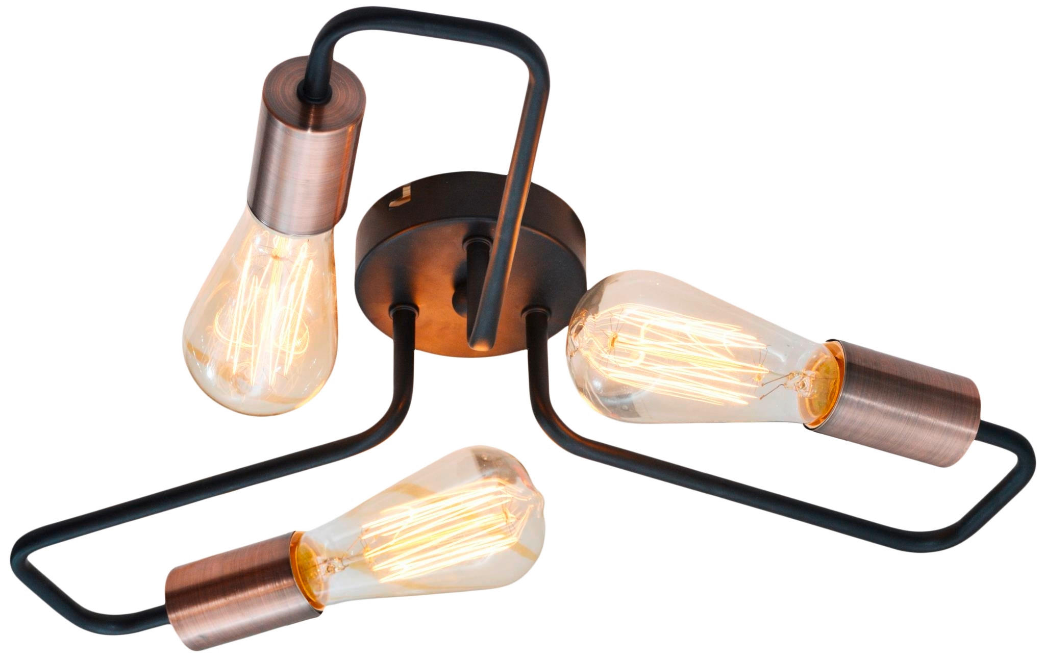 DECKENLEUCHTE 48/48/12 cm   - Schwarz, KONVENTIONELL, Metall (48/48/12cm)