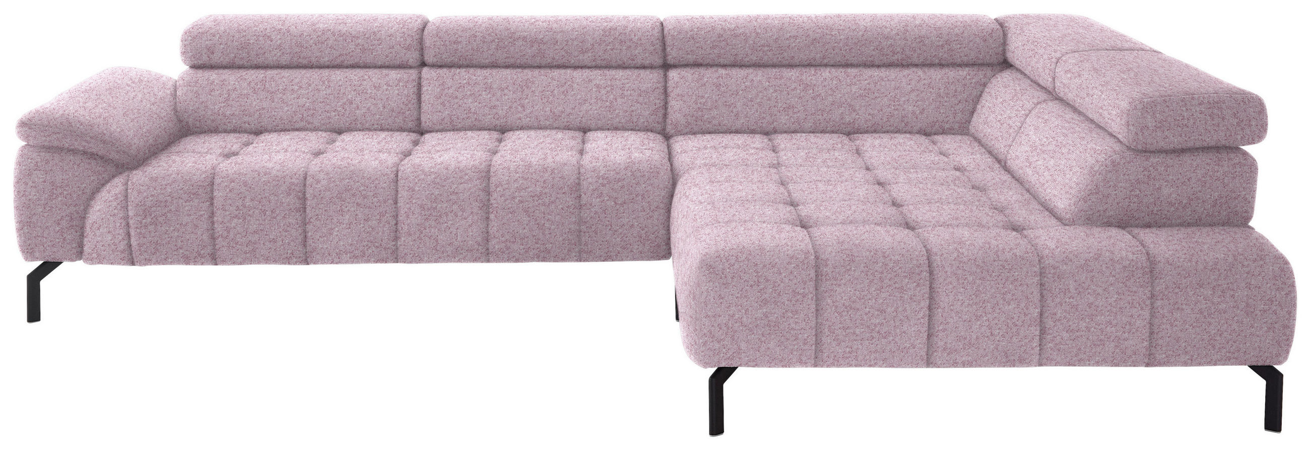 ECKSOFA in Chenille Rosa  - Schwarz/Rosa, Design, Textil/Metall (323/222cm) - Beldomo Style