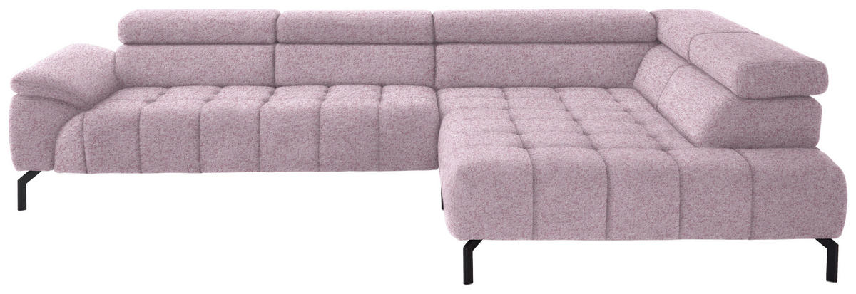 ECKSOFA in Chenille Rosa  - Schwarz/Rosa, Design, Textil/Metall (323/222cm) - Beldomo Style