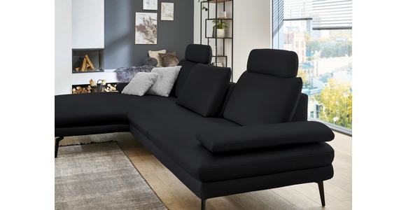 ECKSOFA in Echtleder Anthrazit 180/310 cm - Anthrazit/Schwarz, Design, Leder/Metall (180/310cm) - Dieter Knoll