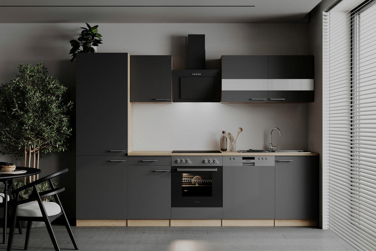 MODULKÖK 280 cm   i grå  - stålfärgad/grå, Basics, metall/trämaterial (280cm) - Respekta