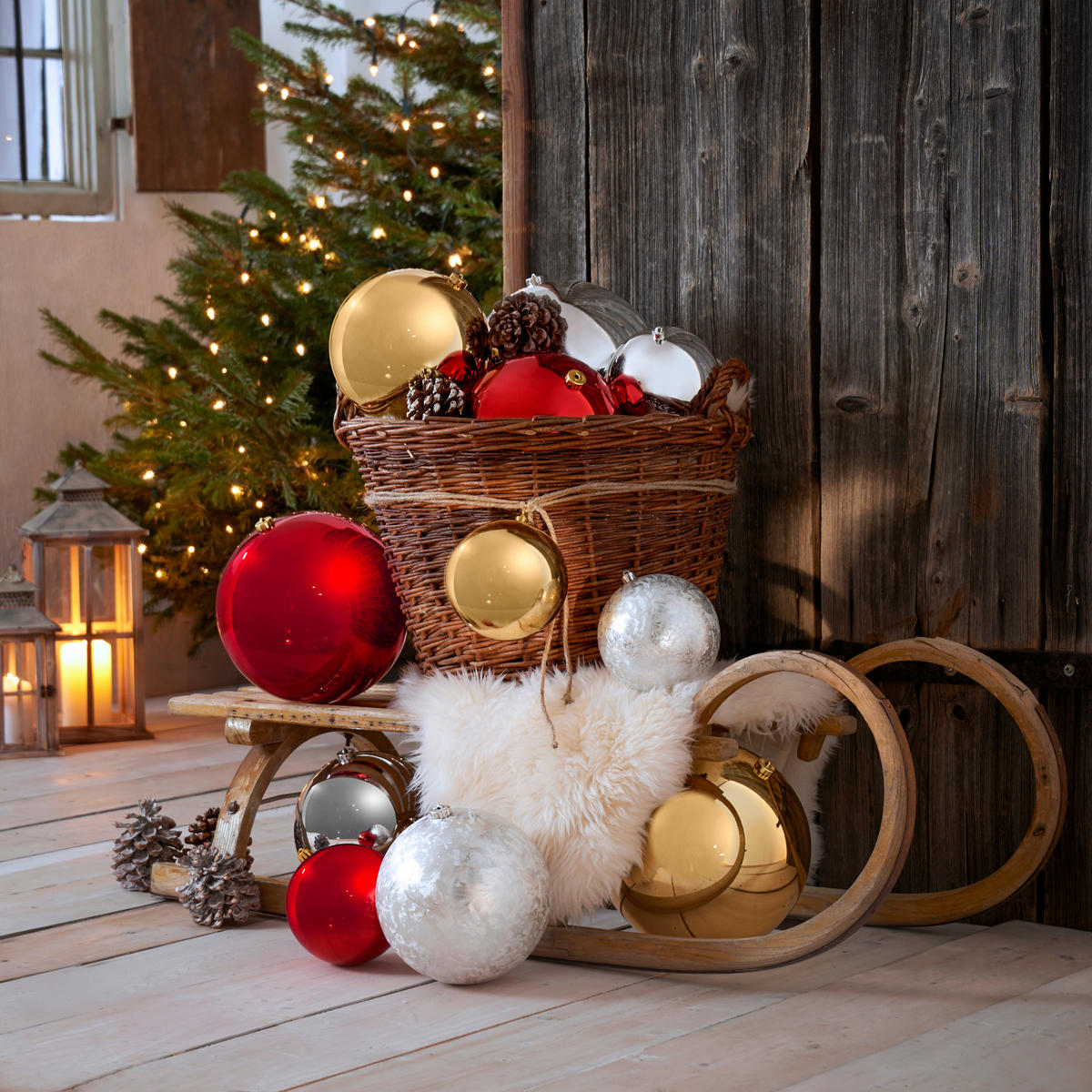 CHRISTBAUMKUGEL 20 cm  - Rot, Basics, Kunststoff (20cm) - X-Mas