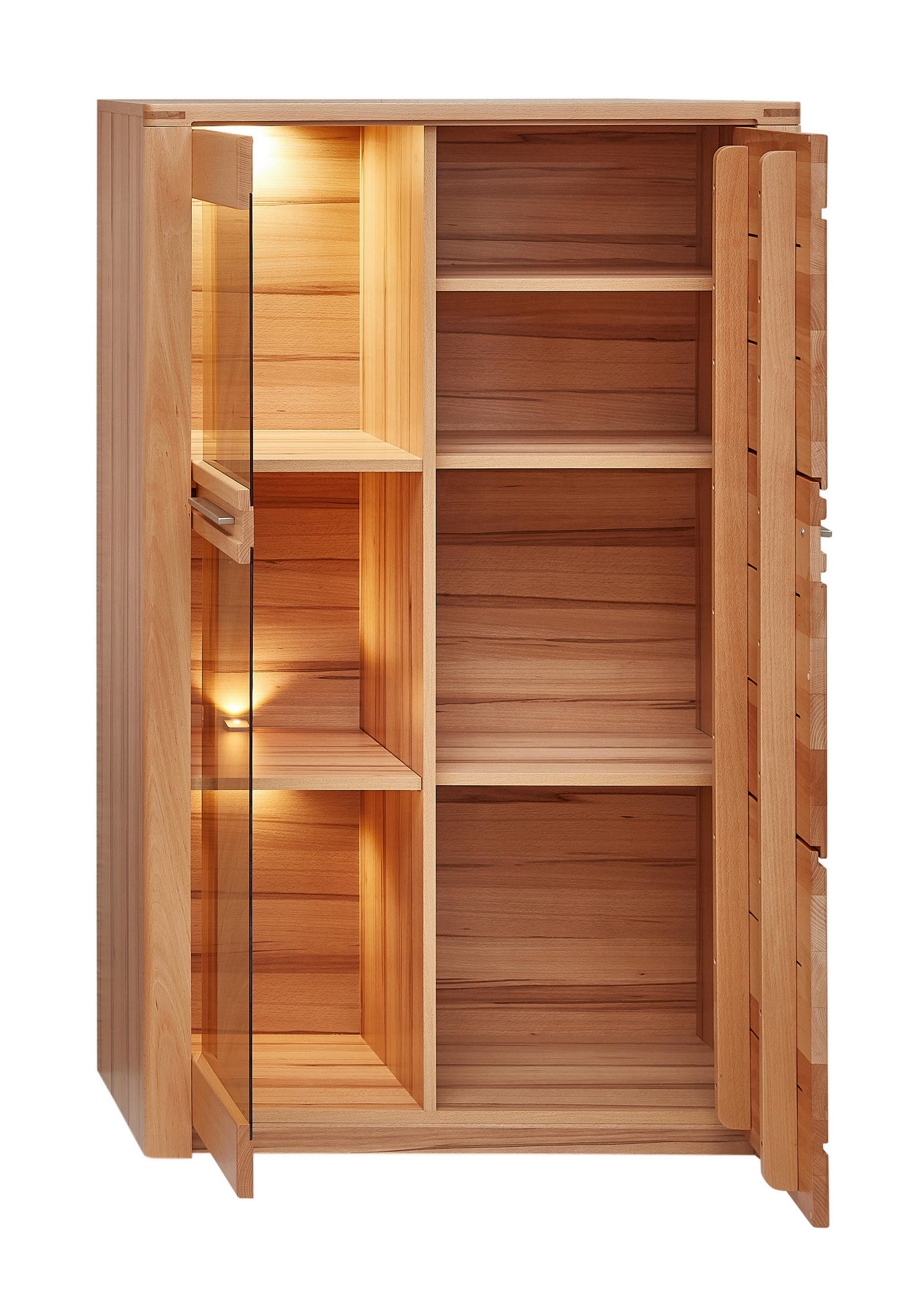 VITRÍNA, jádrový buk, jádrový buk, 85/137/40 cm - jádrový buk/barvy nerez oceli, Natur, kov/dřevo (85/137/40cm) - Carryhome