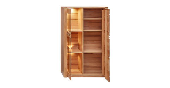 VITRINE in massiv Kernbuche Kernbuche - Edelstahlfarben/Kernbuche, Natur, Glas/Holz (85/137/40cm) - Carryhome
