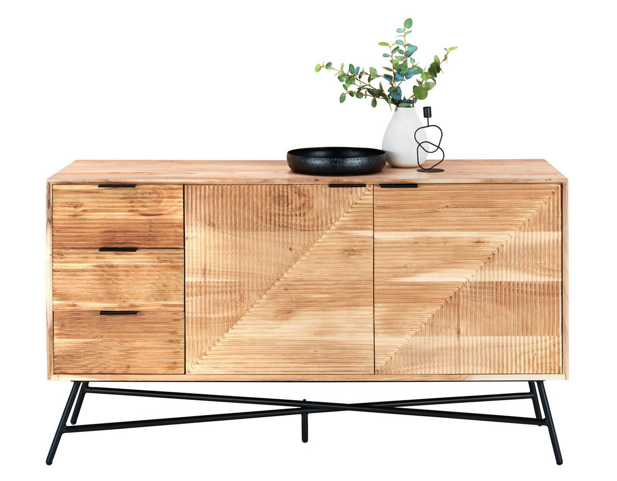 TÁLALÓSZEKRÉNY 145/80/45 cm  - akáciaszínű/fekete, Trend, fém/fa (145/80/45cm) - Ambia Home