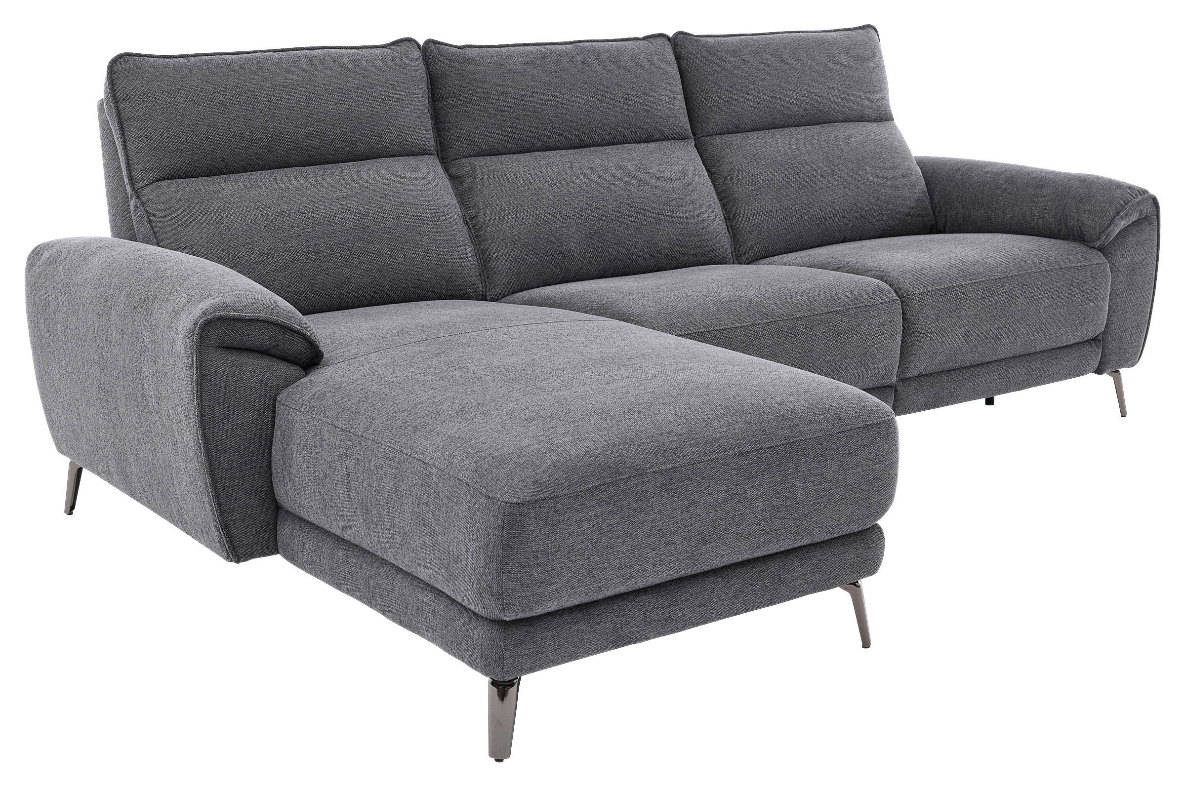 ECKSOFA Dunkelgrau Webstoff  - Chromfarben/Dunkelgrau, Design, Textil/Metall (168/272cm) - Carryhome