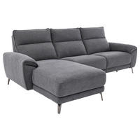 ECKSOFA Dunkelgrau Webstoff  - Chromfarben/Dunkelgrau, Design, Textil/Metall (168/272cm) - Carryhome