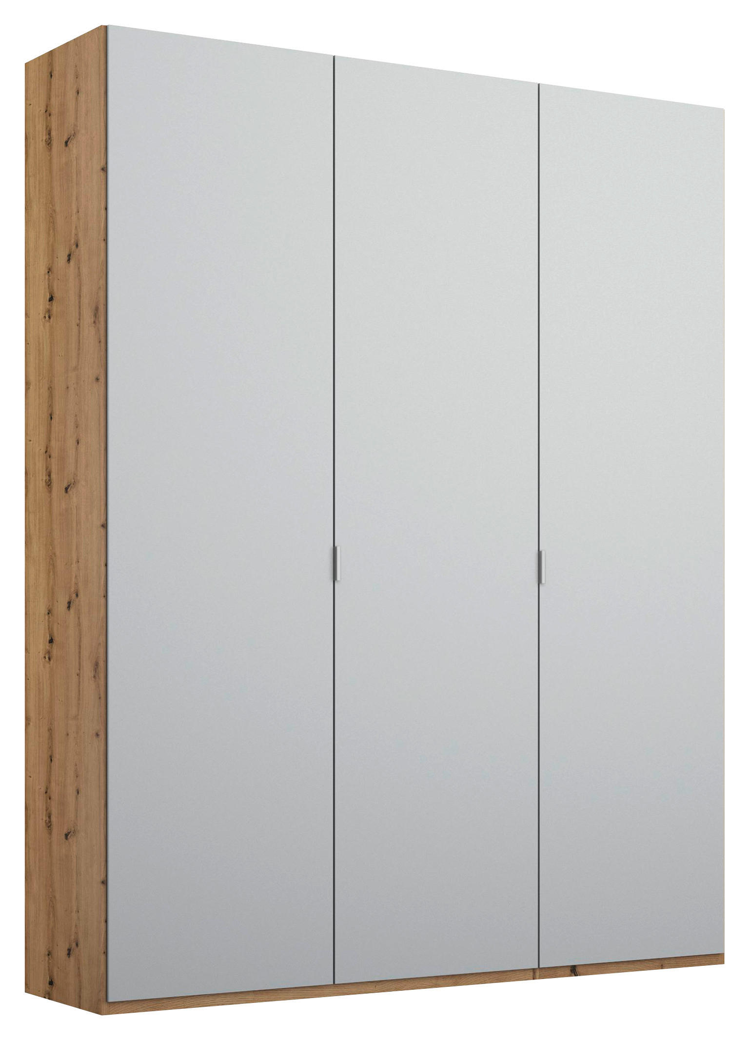 DREHTÜRENSCHRANK 3-türig Grau, Eichefarben  - Eichefarben/Alufarben, Trend, Holzwerkstoff/Metall (151/223/60cm) - Stylife