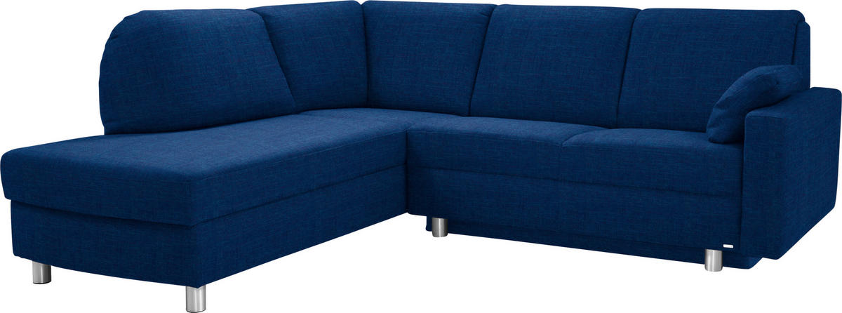 ECKSOFA in Chenille Dunkelblau  208/227 cm  - Alufarben/Dunkelblau, KONVENTIONELL, Textil/Metall (208/227cm) - Sedda