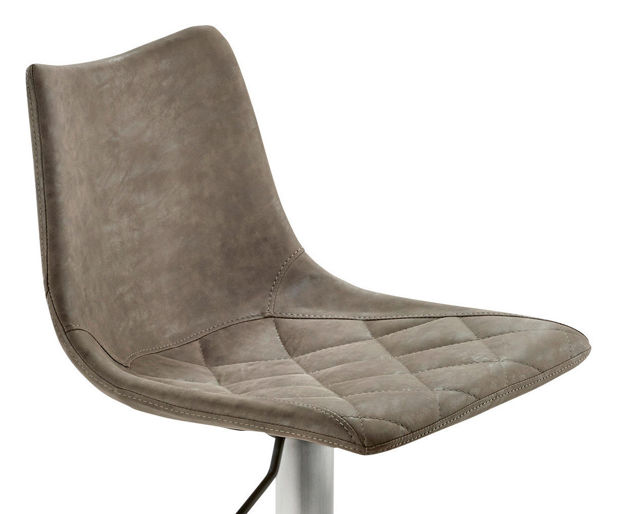 BARHOCKER Lederlook Schlammfarben Edelstahl Buche Schichtholz Sitzfläche 360° drehbar, abwischbar  - Edelstahlfarben/Schlammfarben, KONVENTIONELL, Holz/Textil (43/85-110/50cm) - Livetastic