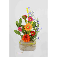KUNSTBLUME  - Gelb/Violett, Basics, Kunststoff/Textil (21/32cm)