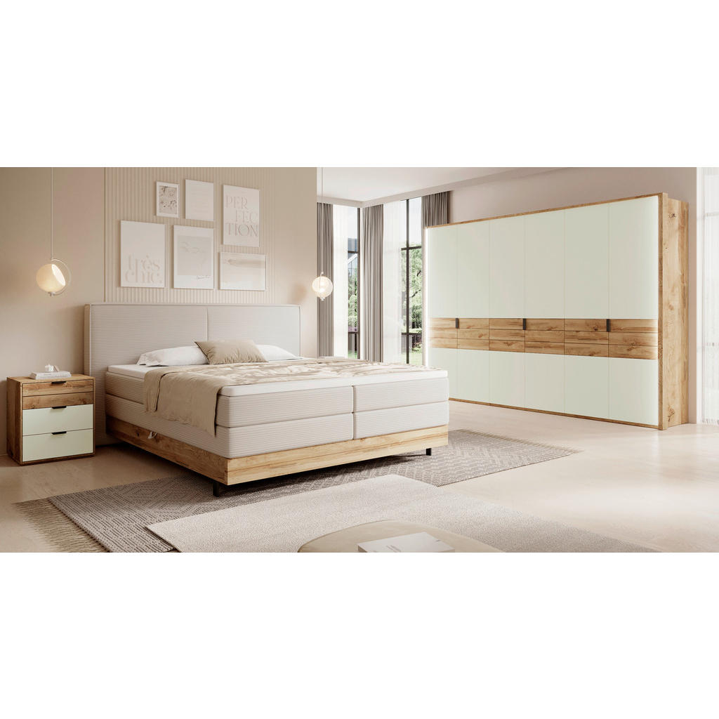 Thumbnail - Valnatura Drehtürenschrank, Eiche, Kaschmir, Metall, Eiche, massiv, 3 Fächer, 302x214x62 cm, Typenauswahl, umfangreiches...