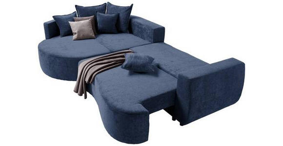 ECKSOFA in Chenille Dunkelblau  - Schwarz/Dunkelblau, Design, Kunststoff/Textil (194/307cm) - Carryhome