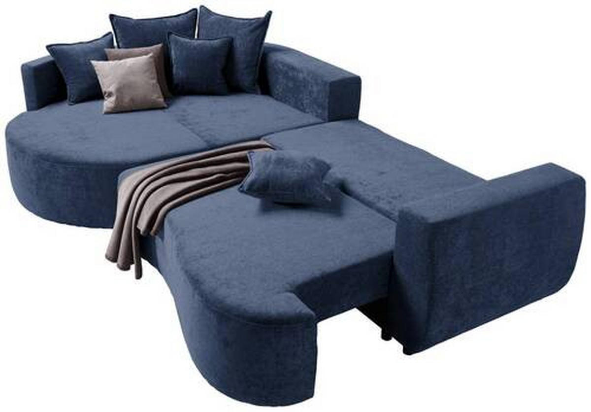 ECKSOFA in Chenille Dunkelblau  194/307 cm  - Schwarz/Dunkelblau, Design, Kunststoff/Textil (194/307cm) - Carryhome