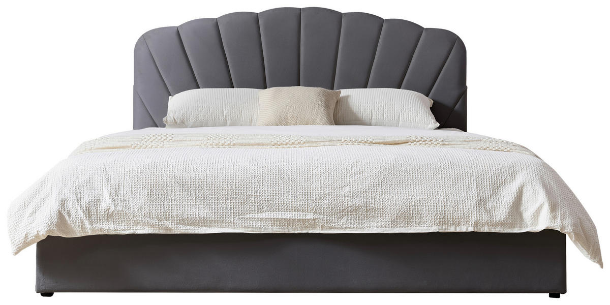 POLSTERBETT Lattenrost, Bettkasten 180/200 cm  in Grau  - Schwarz/Naturfarben, Trend, Holz/Kunststoff (180/200cm) - Ambia Home