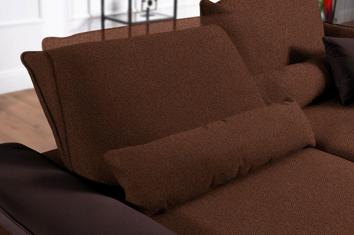 ECKSOFA in Flachgewebe Kupferfarben  191/273 cm  - Schwarz/Kupferfarben, Design, Textil/Metall (191/273cm) - Moderano