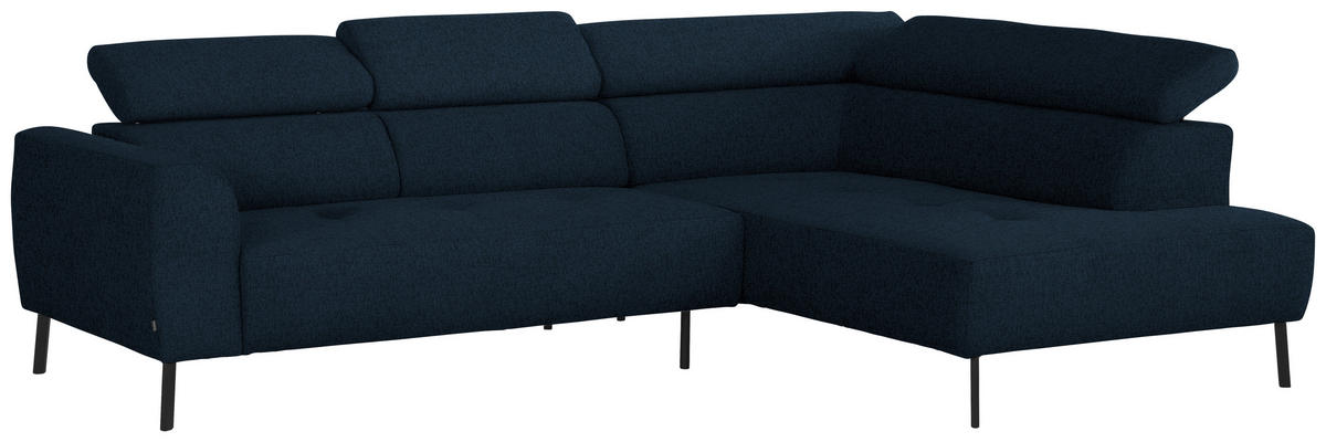 ECKSOFA in Chenille Dunkelblau  280/205 cm  - Schwarz/Dunkelblau, Design, Textil/Metall (280/205cm) - Xora