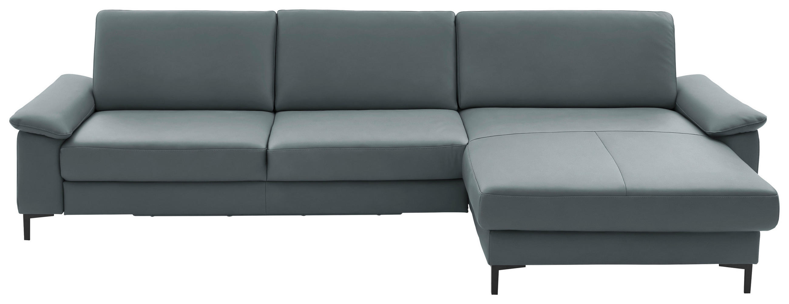 ECKSOFA in Echtleder Blaugrau  - Blaugrau/Schwarz, Design, Leder/Metall (334/176cm) - Dieter Knoll