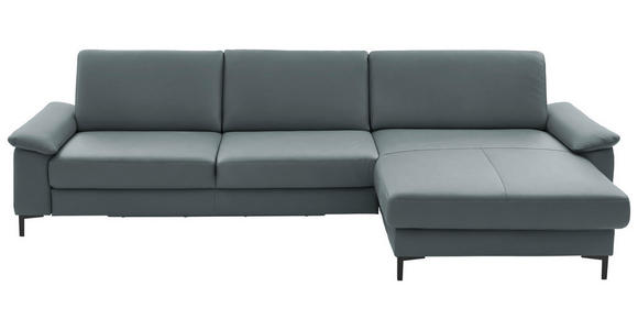 ECKSOFA  in Echtleder Blaugrau  334/176 cm  - Blaugrau/Schwarz, Design, Leder/Metall (334/176cm) - Dieter Knoll