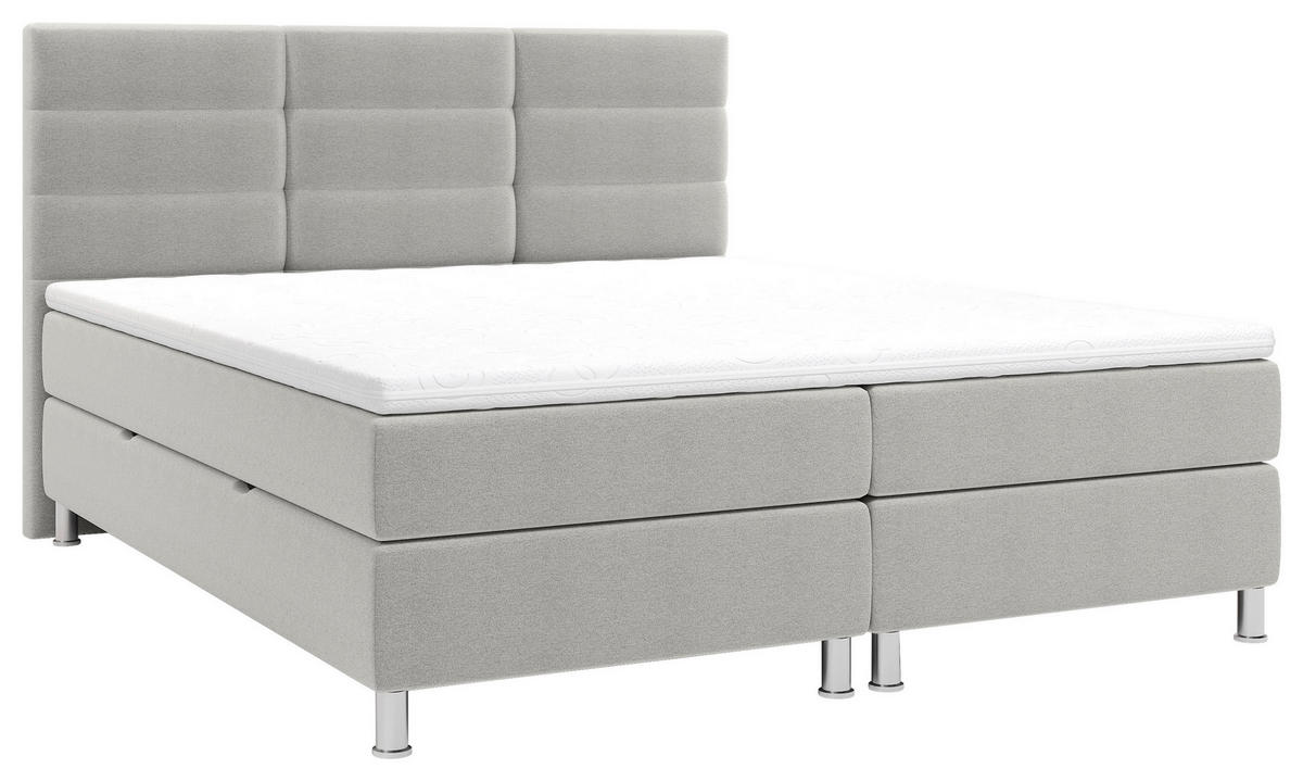 BOXBETT  in Grau  - Chromfarben/Grau, KONVENTIONELL, Textil/Metall (160/200cm) - Carryhome