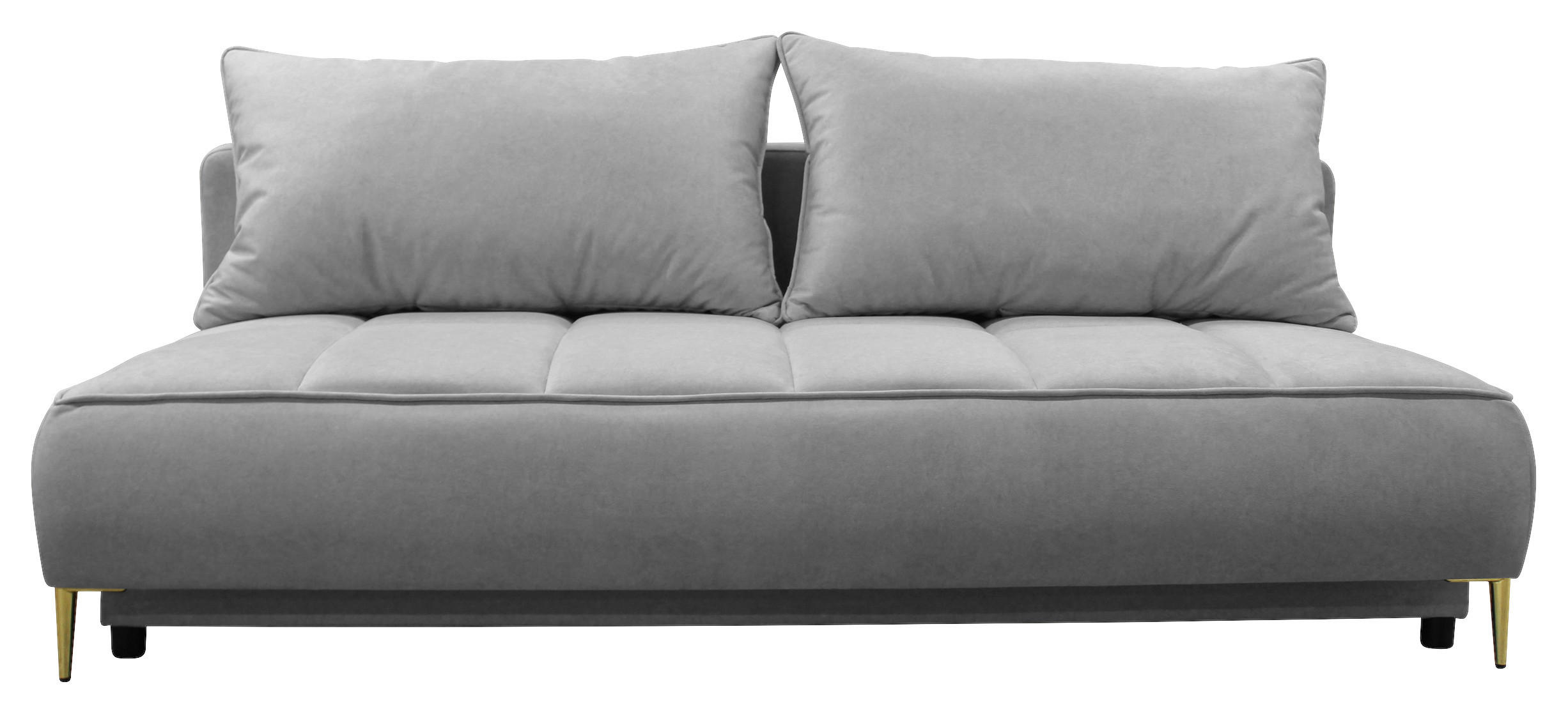 SCHLAFSOFA in Velours Hellgrau  - Goldfarben/Hellgrau, Design, Textil/Metall (200/90/97cm) - MID.YOU