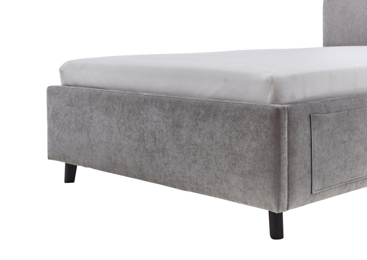 POLSTERBETT 120/200 cm,  in Grau, Schwarz, Betttasche,  - Schwarz/Grau, KONVENTIONELL, Holz/Textil (120/200cm) - Boxxx