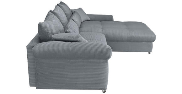 ECKSOFA Dunkelgrau Cord Zierkissen, Rückenkissen, Rücken echt  - Chromfarben/Dunkelgrau, KONVENTIONELL, Textil/Metall (335/225cm) - Carryhome