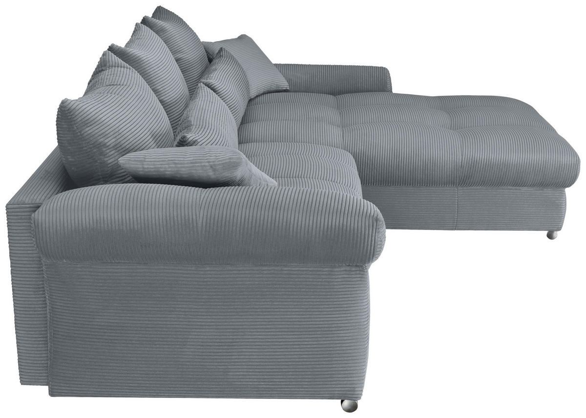 ECKSOFA Dunkelgrau Cord  - Chromfarben/Dunkelgrau, KONVENTIONELL, Textil/Metall (335/225cm) - Carryhome