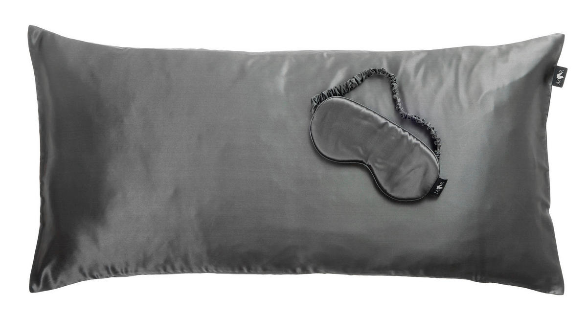 SCHLAFSET KISSENHÜLLE+MASKE - Anthrazit, Design, Textil (40/80cm)