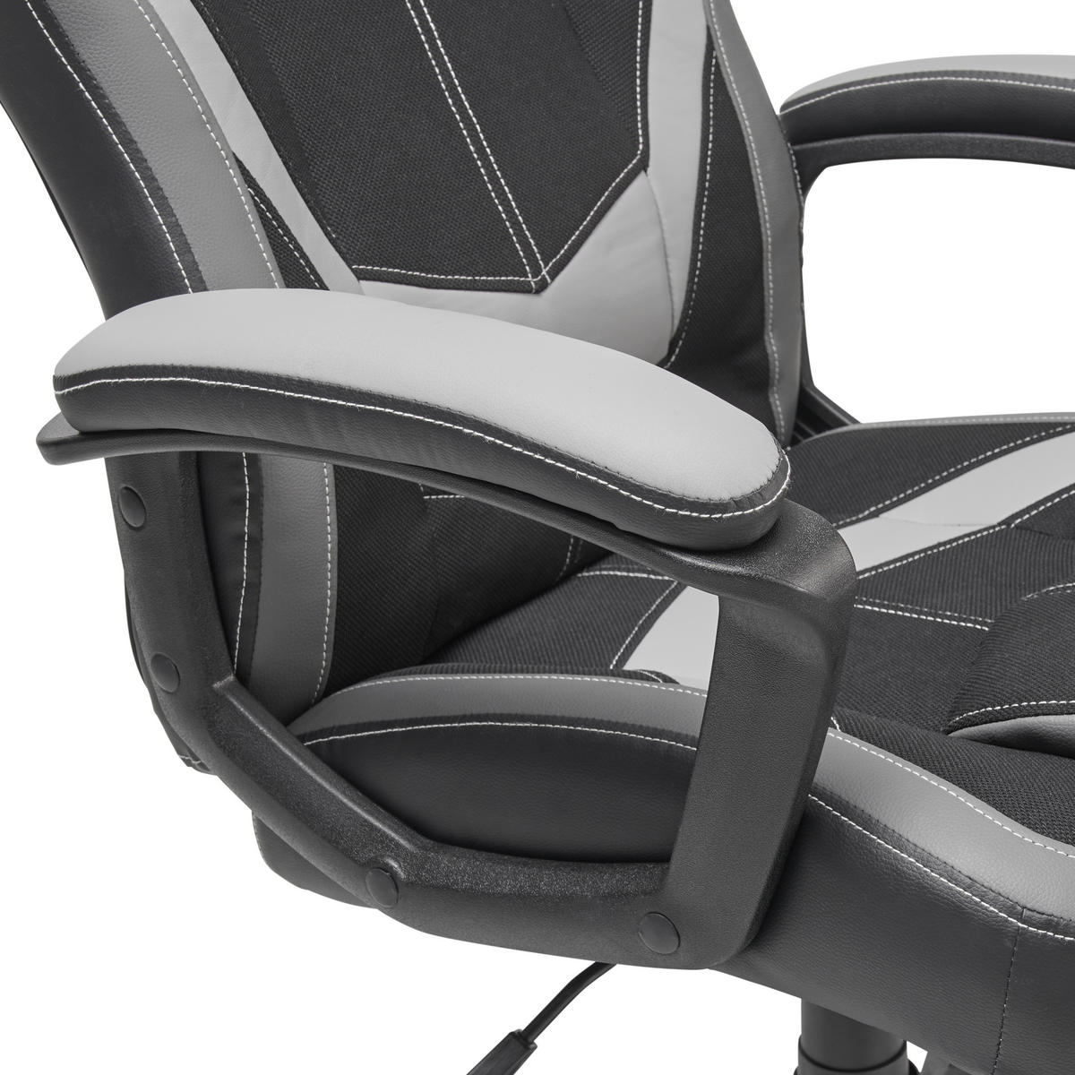 GAMINGSTUHL  in Lederlook, Mikrofaser Grau, Schwarz  - Schwarz/Grau, Lifestyle, Kunststoff/Textil (64,5/112-122/69cm) - Livetastic