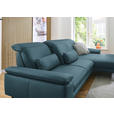 ECKSOFA in Echtleder Blau  - Blau/Schwarz, Design, Leder/Metall (332/193cm) - Dieter Knoll